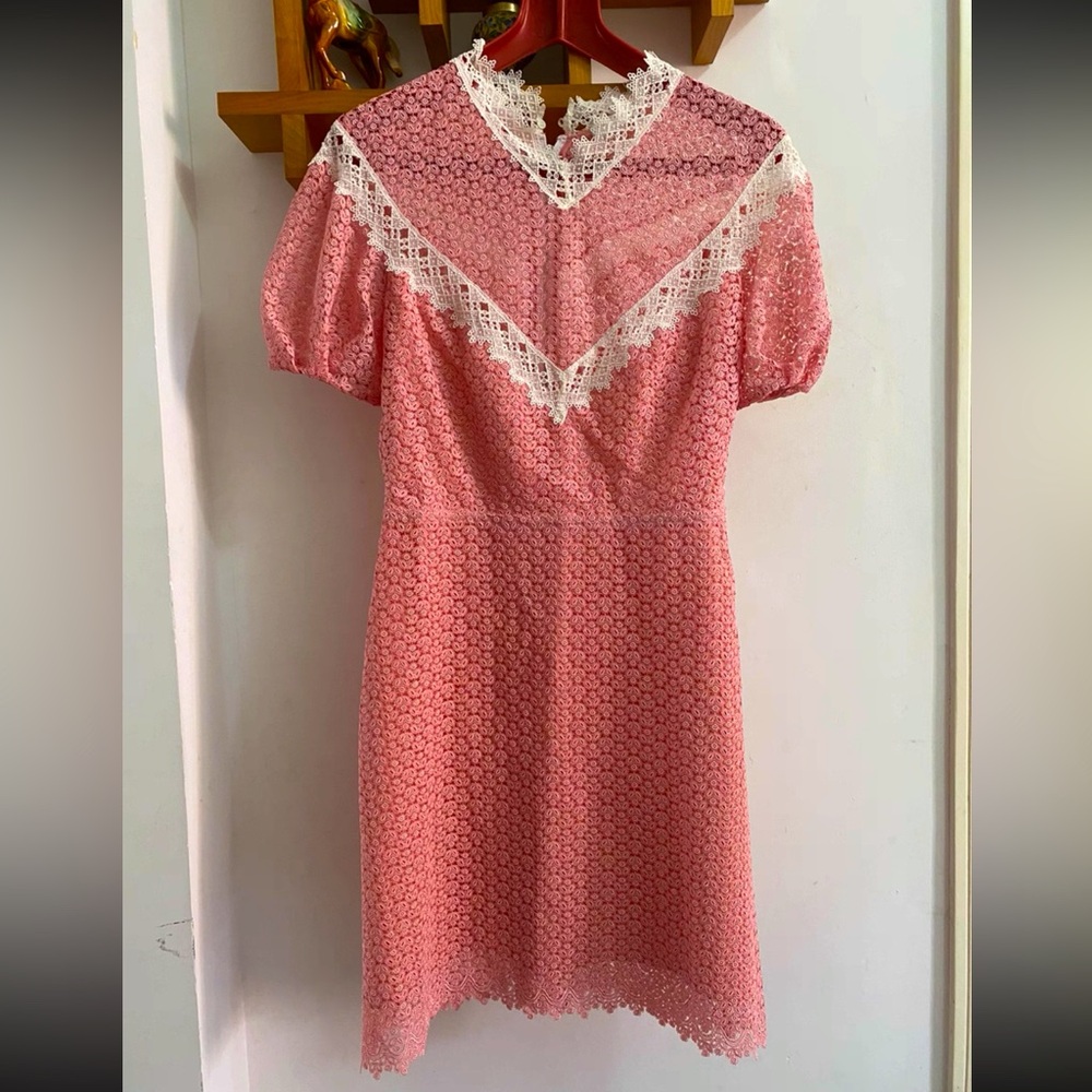 Sandro Pink and Cream Lace Dress